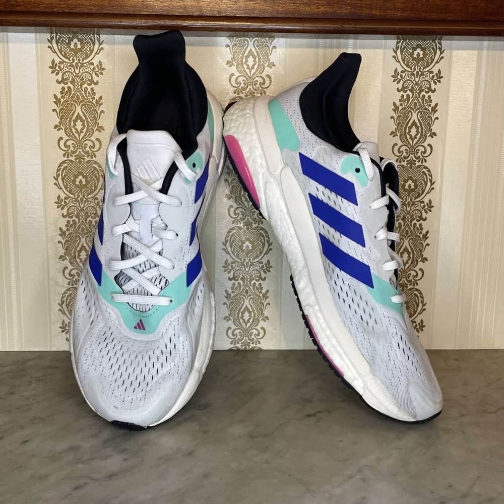 Size 8.5 Men's- Adidas Solar Boost 4 White Blue Mint Green Sneakers Clean Core